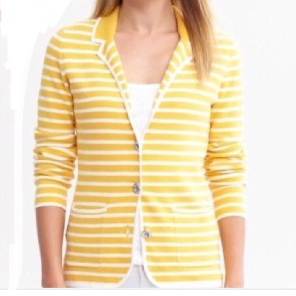 Banana Republic White & Yellow Strip Blazer